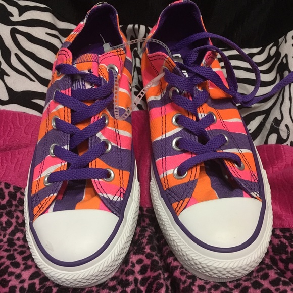 Converse Shoes - Converse striped bright orange purple new